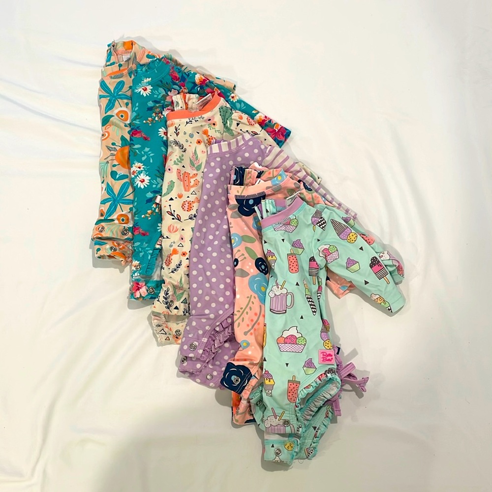 EUC Bundle of 6 Ruffle Butts Swimsuits 0-3M